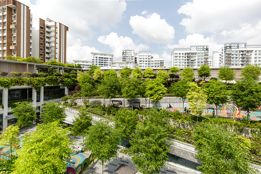 Singapore-27 JUL 2019: HDB's first new generation neighborhood center Oasis Terraces building view