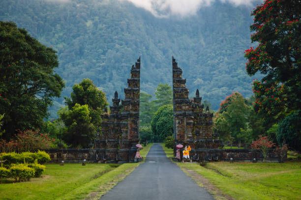 istock Landscape with mountains and tradition Balinese gate in Bali 1164926104