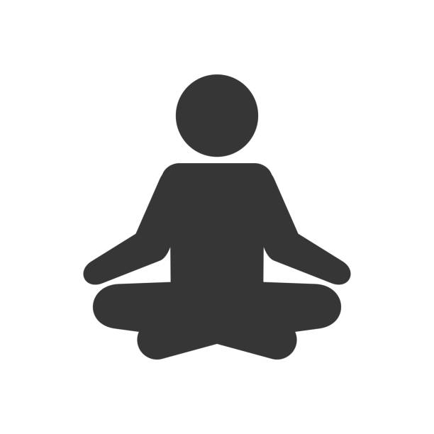 ilustraciones, imágenes clip art, dibujos animados e iconos de stock de icono de yoga fitness. signo de logotipo de meditación sobre fondo blanco. vector - mantra