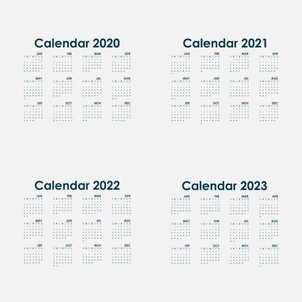 Calendar 2020, 2021,2022 and 2023 Calendar template.Calendar design.Yearly calendar vector design stationery template.Vector illustration. vector art illustration