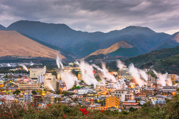 istock Beppu, Japan cityscape with hot spring bath houses 1164928109