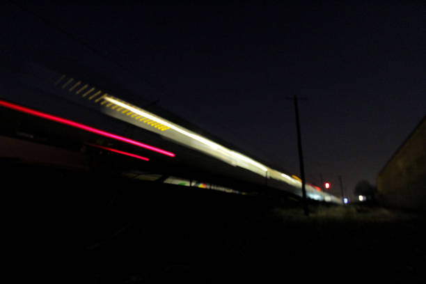 istock A long exposure photo of a moving train. 1164928349