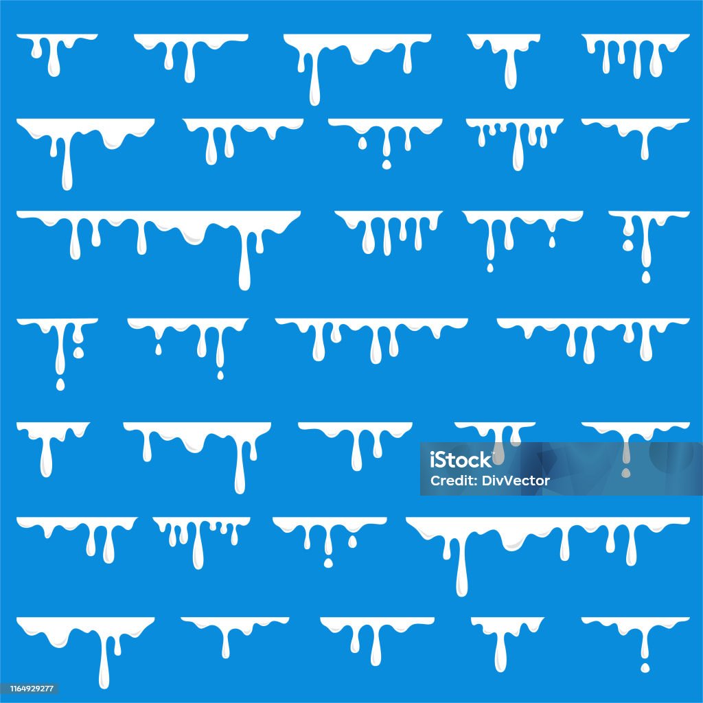 Milkdrop Pattern Milk Drops Vector Set Stock Illustration - Download Image Now - Milk ...