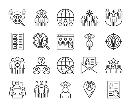 Executive Search icon. Head Hunting line icons set. Editable Stroke. Pixel Perfect