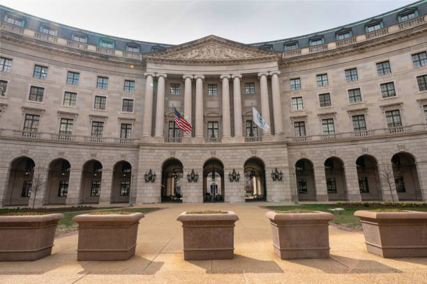 istock Washington DC building around Federal Triangle station architecture nearly old post office, United States, USA downtown, Architecture and Landmark with transportation concept 1164931989