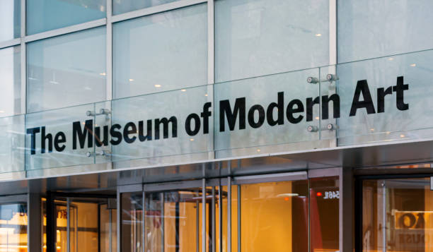 紐約曼哈頓博物館(moma)玻璃門主入口 - 紐約市現代藝術博物館 個照片及圖片檔
