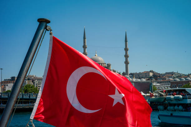 istock Turkey flag in front of the Blue Mosque 1164944659