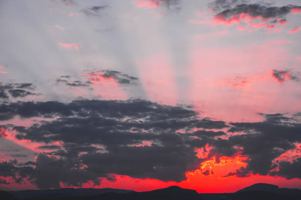sunset and red black clouds
