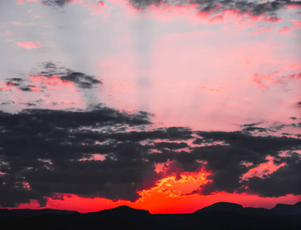 sunset and red black clouds