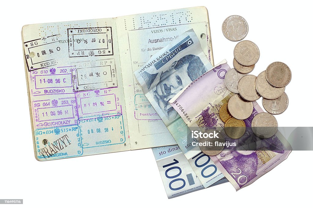 Passport Stamp und Geld - Lizenzfrei Allgemein beschreibende Begriffe Stock-Foto