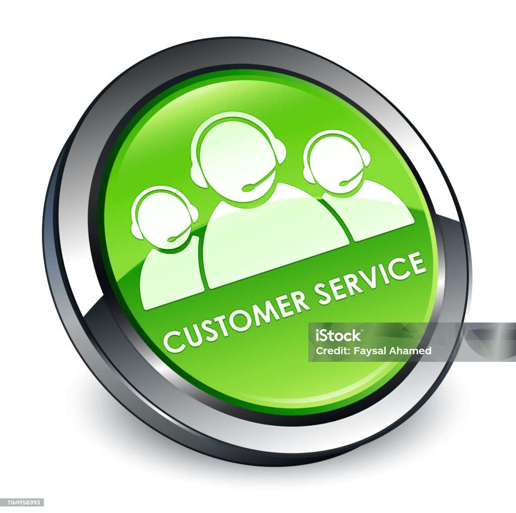 Button. Customer Customer Service 3d Green Round Button Stock Illustration - Download ...
