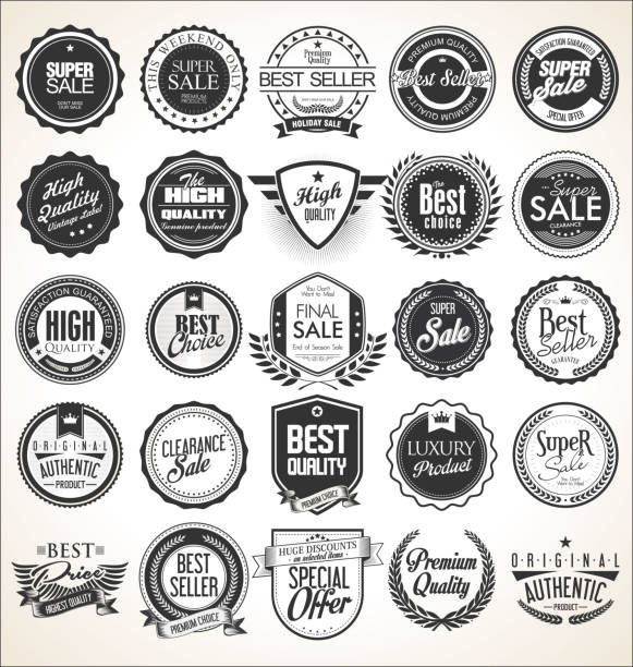 ilustraciones, imágenes clip art, dibujos animados e iconos de stock de insignias y etiquetas retro vintage - circle logo