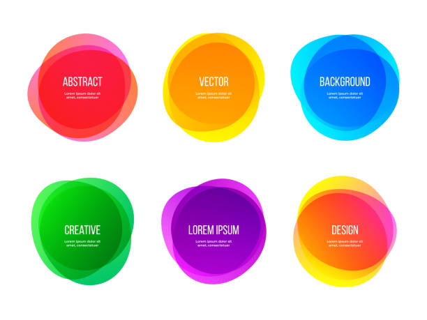 круглые красочные векторные абстрактные формы. цвет градиент круглые баннеры, творческое искусство и графический дизайн элементов - круг stock illustrations