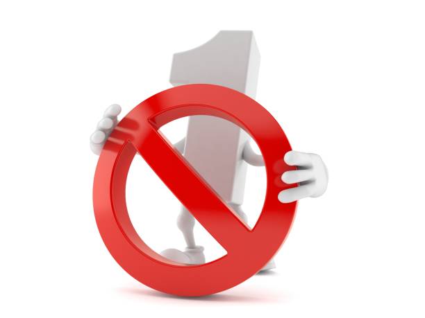 istock Number one character with forbidden symbol 1164959470