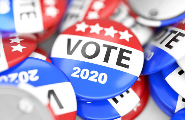 istock Vote election badge button for 2020, vote USA 2020, 3D rendering 1164962706