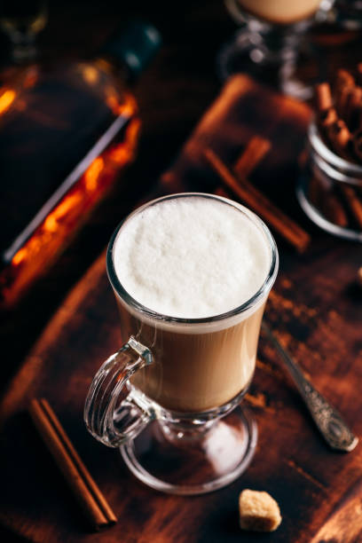 istock Coffee with Irish whiskey and whipped cream in glass 1164965251