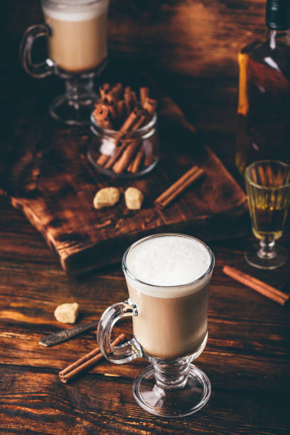 istock Coffee with Irish whiskey and whipped cream in glass 1164965276