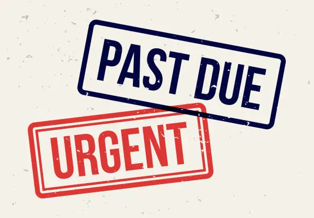 Vector illustration of Past Due Urgent Rubber Stamps