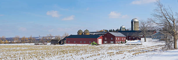 istock Panorama of Farm in Winter. 116497542
