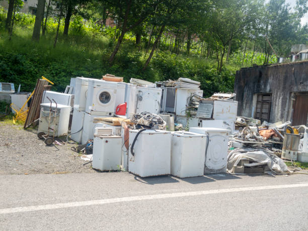 istock Old Household Items Washing Machine Refrigerator Scrap and Natur 1164983173