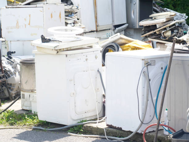 istock Old Household Items Washing Machine Refrigerator Scrap and Natur 1164983549