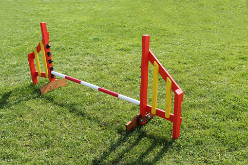 A Wooden Jump Obstacle on a Dog Agility Course.