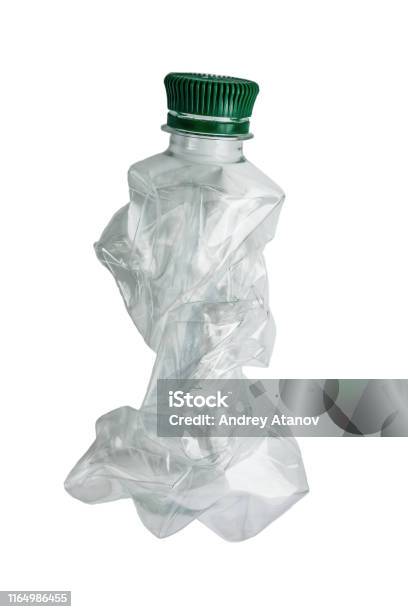 Squashed Plastic Squashed Empty Used Plastic Pvc Bottle Isolated On White Background ...