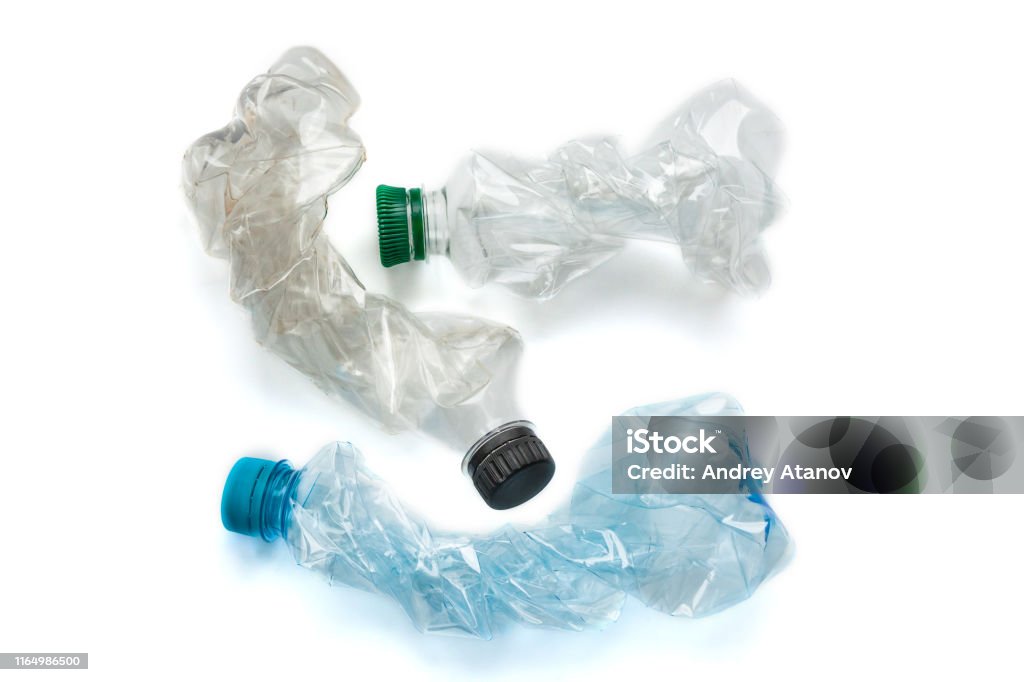 Squashed Plastic Squashed Empty Used Plastic Pvc Bottle Isolated On White Background ...