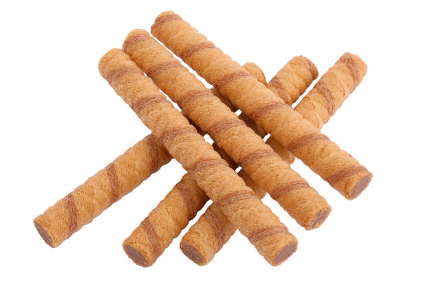 istock Wafer rolls with chocolate and cocoa filling isolated on white 1165000856
