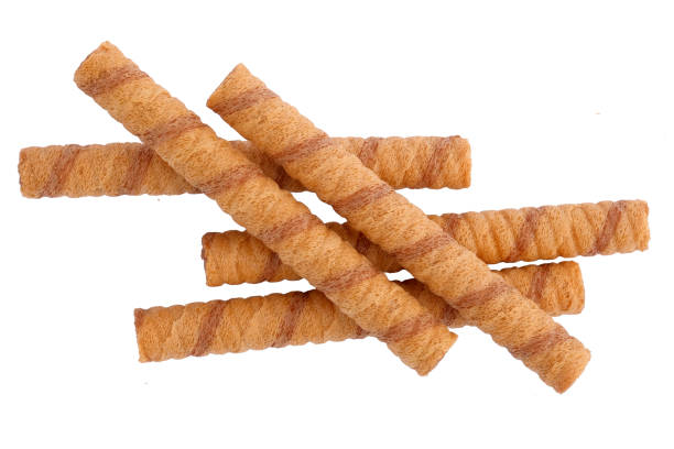 istock Wafer rolls with chocolate and cocoa filling isolated on white 1165000865