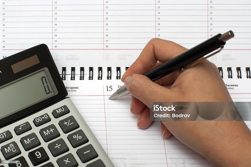 Kalkulator, organizer i długopis - Zbiór zdjęć royalty-free (Arkusz kalkulacyjny)