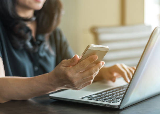 Digital lifestyle blog writer or business person using smart device working on internet communication technology