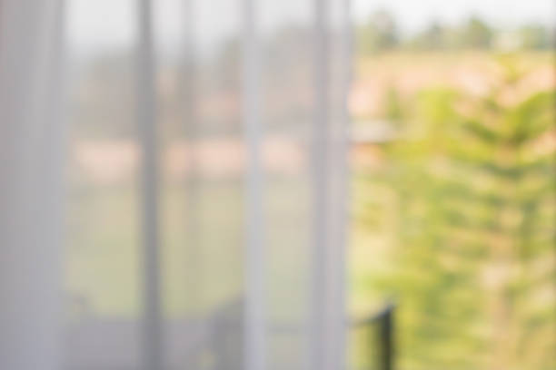 istock window curtain with green garden abstract blur background 1165005934
