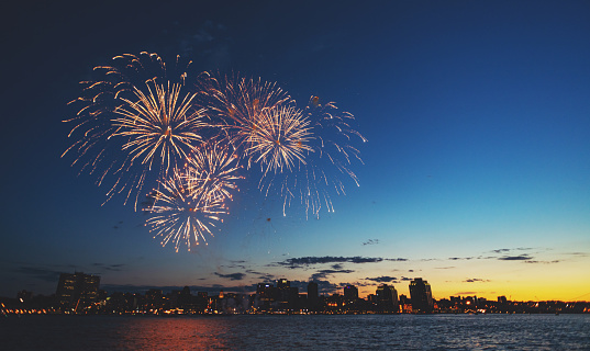 Fireworks celebration in Halifax Harbour.