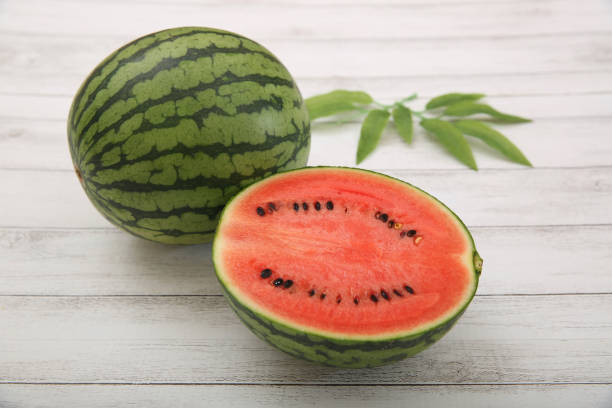 istock It is a fresh Japanese smallish watermelon. 1165009099