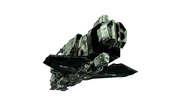 istock Old alien spaceship, UFO spacecraft in flight isolated on white background, rear bottom view, 3D render 1165009331