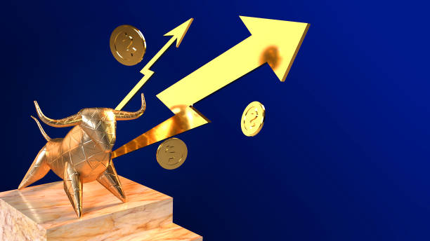 istock bull  gold 3d rendering for business content. 1165012244