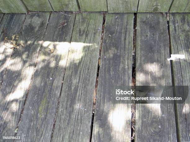 Tree Shadow On Boardwalk Stock Photo - Download Image Now - Abstract, Asymmetry, Backgrounds