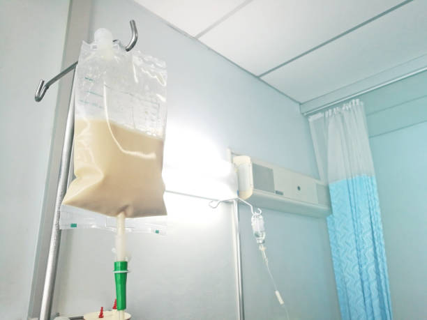 istock Enteral feeding bag on IV 1165019597