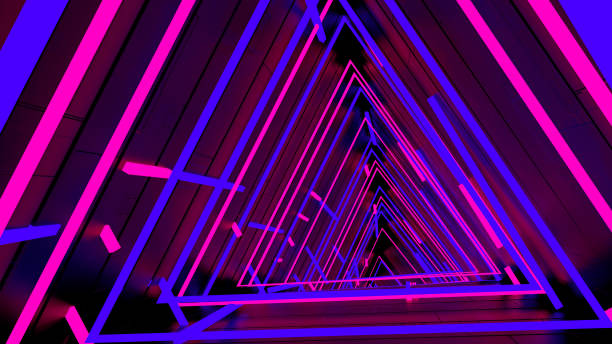 istock Running In Neon Light Triangle Tunnel 08 1165023993