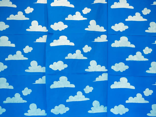 Blue background.