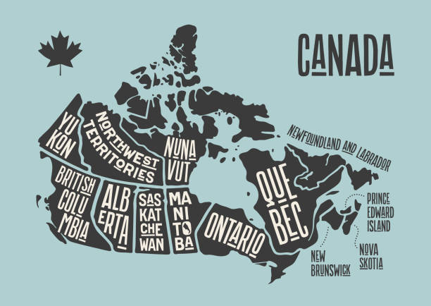 карта канады. плакатная карта провинц�ий и территорий канады - territories stock illustrations