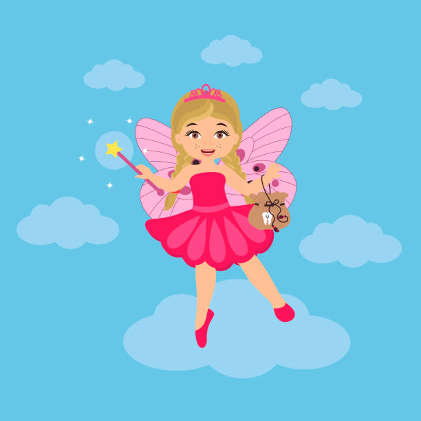 istock Cute tooth fairy girl with magic wand , cartoon character. 1165031337