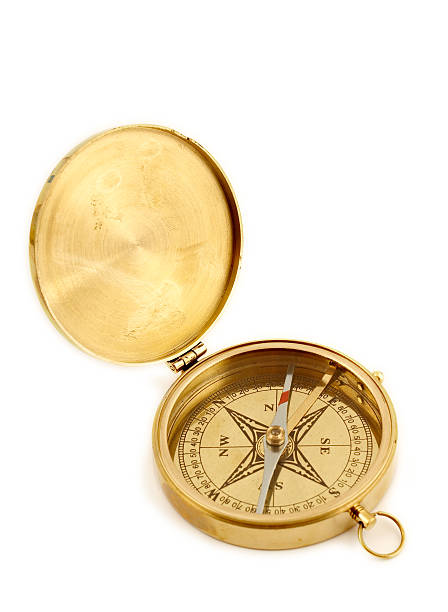 Golden compass stock photo