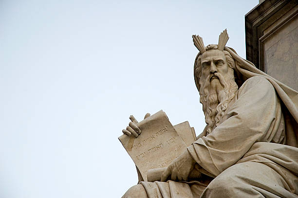 Moses with the Ten Commandments stock photo