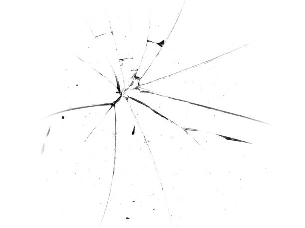 istock Cracks in the glass. Broken glass on a white background, texture background design object 1165035349