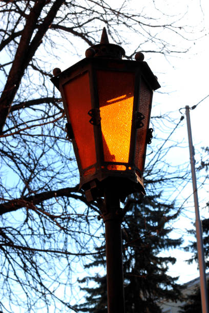 istock Retro street lamp shining at the twilight 1165035383