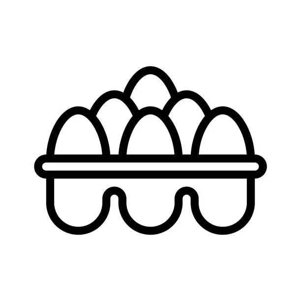 Vector illustration of Egg tray vector, grocery store related line style icon