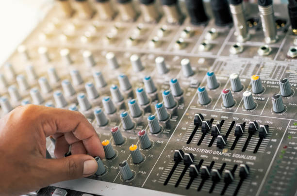 istock People controlling the sound, blurred scenes 1165043233