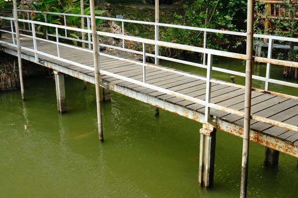 Tropical Bridge Asia, Thailand, Ancient, Architecture bamboo bridge stock pictures, royalty-free photos & images